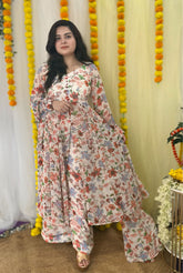 Printed front slit palazoo set