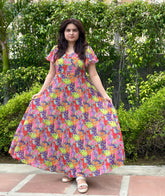 Vibrant Multicolour Georgette Maxi Dress