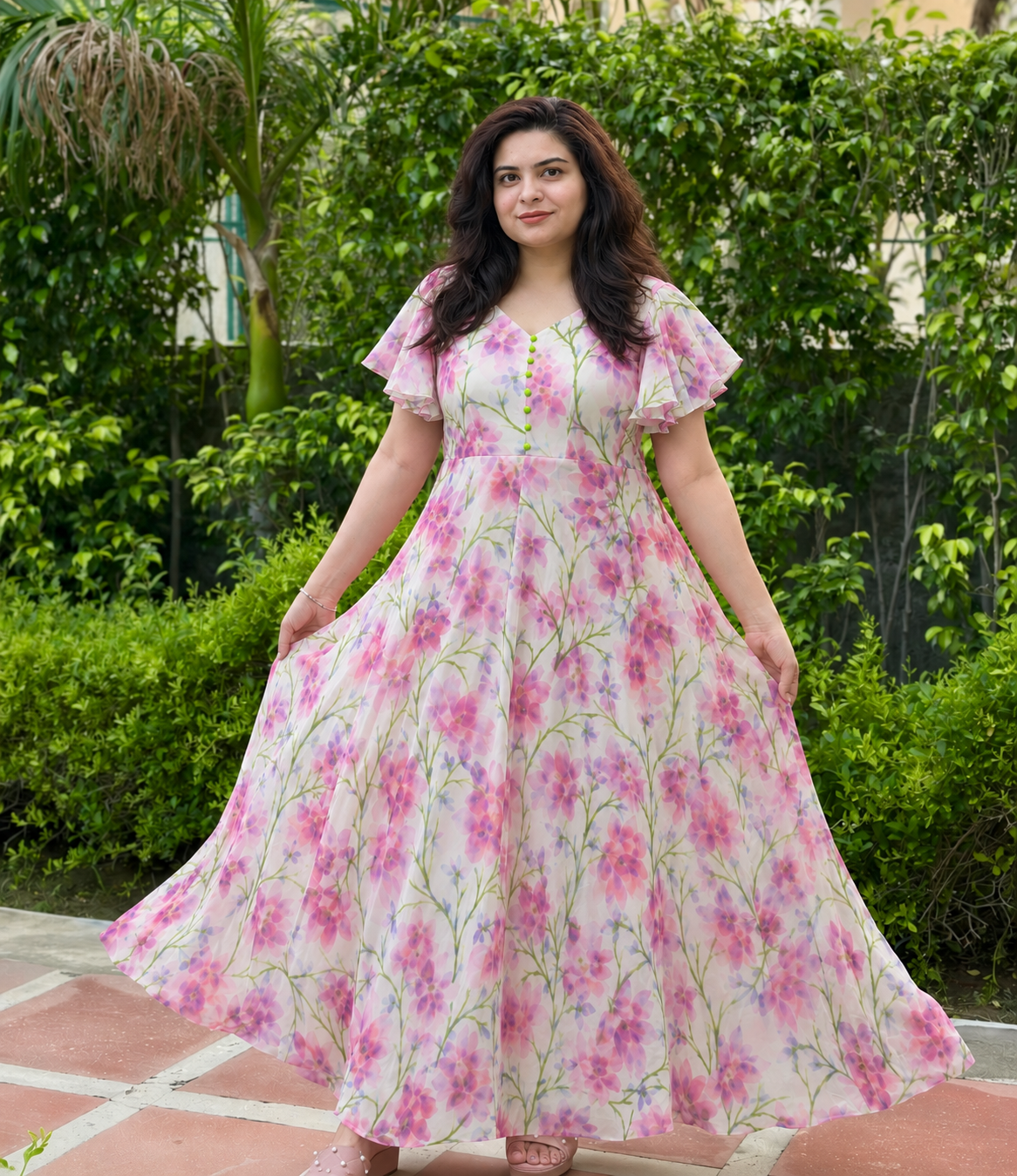 Pure chiffon umbrella summer maxi