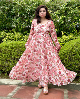 Printed Floral Pastel Anarkali|Heavy Flare- Festive & Wedding wear