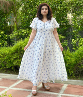 White georgette butterfly maxi dress