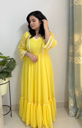 Yellow chiffon maxi dress