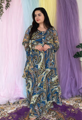 Parsley print chiffon anarkali