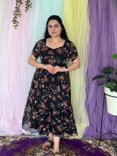 Floral printed chiffon midi