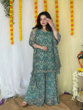 Party wear hand embroidered printed suit palazoo set