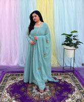 Party wear hand embroidered basil anarkali