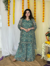 Party wear hand embroidered printed suit palazoo set