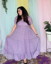 Purple lurex chiffon midi
