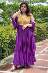 Hand Embroidered Pleated Anarkali