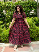 Black & Red chiffon 2 tier maxi dress