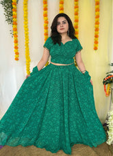 Party wear Peacock Green corset Skirt set