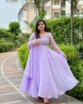 Hand embroidered lilac anarkali