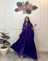 Party wear brinjal velvet anarkali - kasumi.in