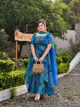 Hand embroidered peacock rangoli anarkali