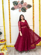 Maroon net corset gown - kasumi.in