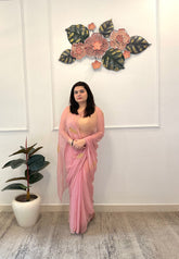 Mauve hand embroidered chiffon saree - kasumi.in