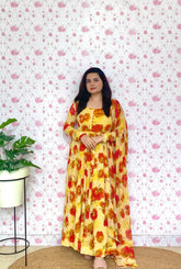 Floral yellow georgette anarkali - kasumi.in