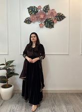Partywear chocolate brown anarkali