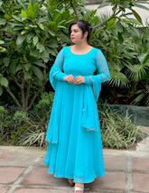 Firozi blue hand embroidered anarkali