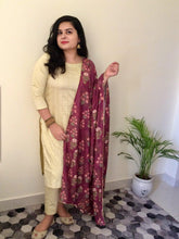 Almond Suit Set With Silk Dupatta