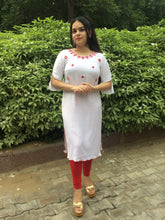 White Embroidered Rayon Kurti
