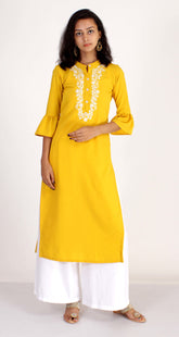 Yellow Straight Kurti