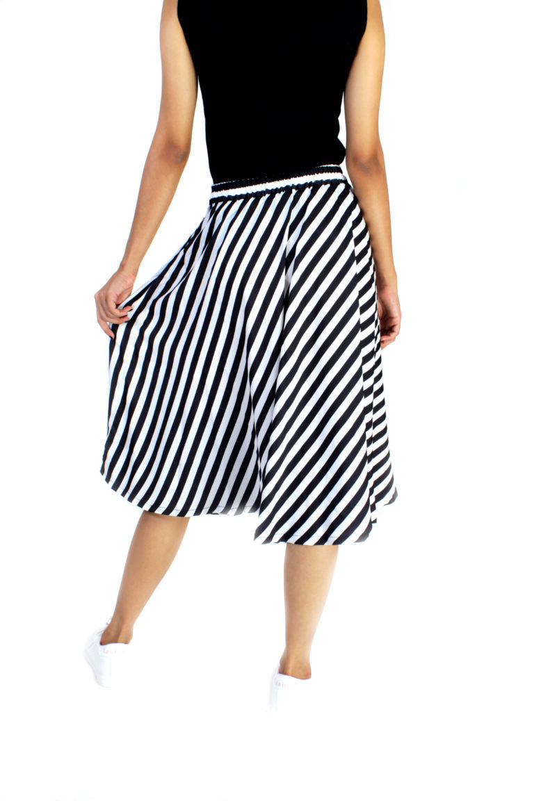 Strips Black And White Skirt 