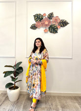 Floral printed lurex suit set - kasumi.in