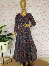 Blue katha cotton anarkali - kasumi.in