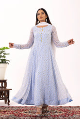 Powder blue daisy anarkali - kasumi.in