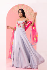 Grey satin dress - kasumi.in