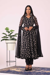 Floral black suit set - kasumi.in