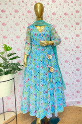 Mint floral anarkali - kasumi.in