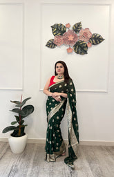Bottle green georgette saree - kasumi.in