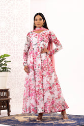Floral white anarkali - kasumi.in