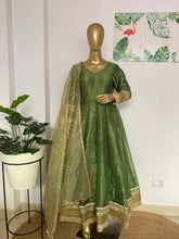 Olive green silk anarkali - kasumi.in