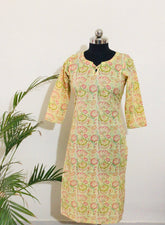 Yellow cotton kurti - kasumi.in