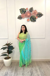 Peacock chiffon gota work saree - kasumi.in