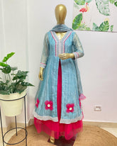 Blue tissue skirt set - kasumi.in