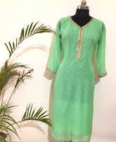 Green lehriya kurti - kasumi.in