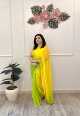 Green and yellow saree - kasumi.in