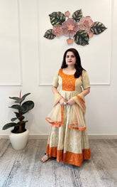 Cream brocade anarkali - kasumi.in