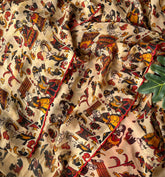 Beige printed georgette saree - kasumi.in