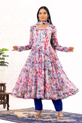 White printed anarkali set - kasumi.in