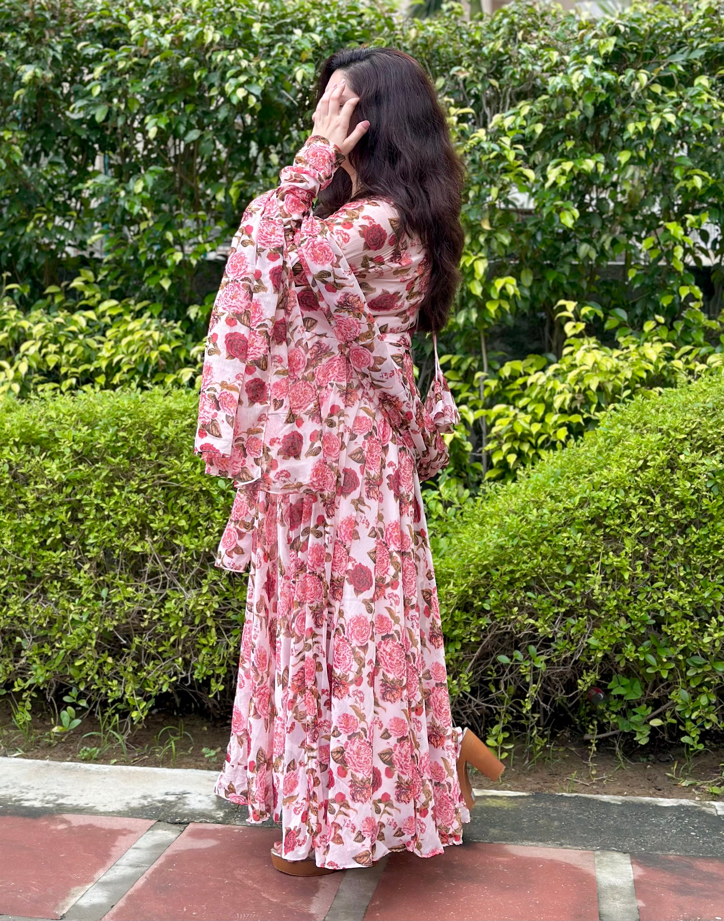 Printed Floral Pastel Anarkali|Heavy Flare- Festive & Wedding wear