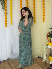 Party wear hand embroidered printed suit palazoo set