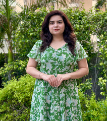 Green Printed Georgette Maxi Dress