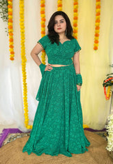 Party wear Peacock Green corset Skirt set
