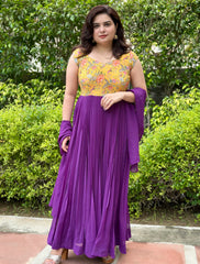 Hand Embroidered Pleated Anarkali