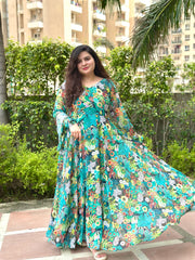 Digital Printed Georgette Heavy-Flare Anarkali